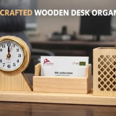 Natural Wood Desk Organizer Set